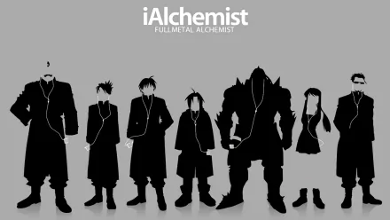 Maes Hughes Roy Mustang Winry Rockbell Alphonse Elric Edward Elric Riza Hawkeye Alex Louis Armstrong Anime Fullmetal Alchemist HD Desktop Wallpaper | Background Image