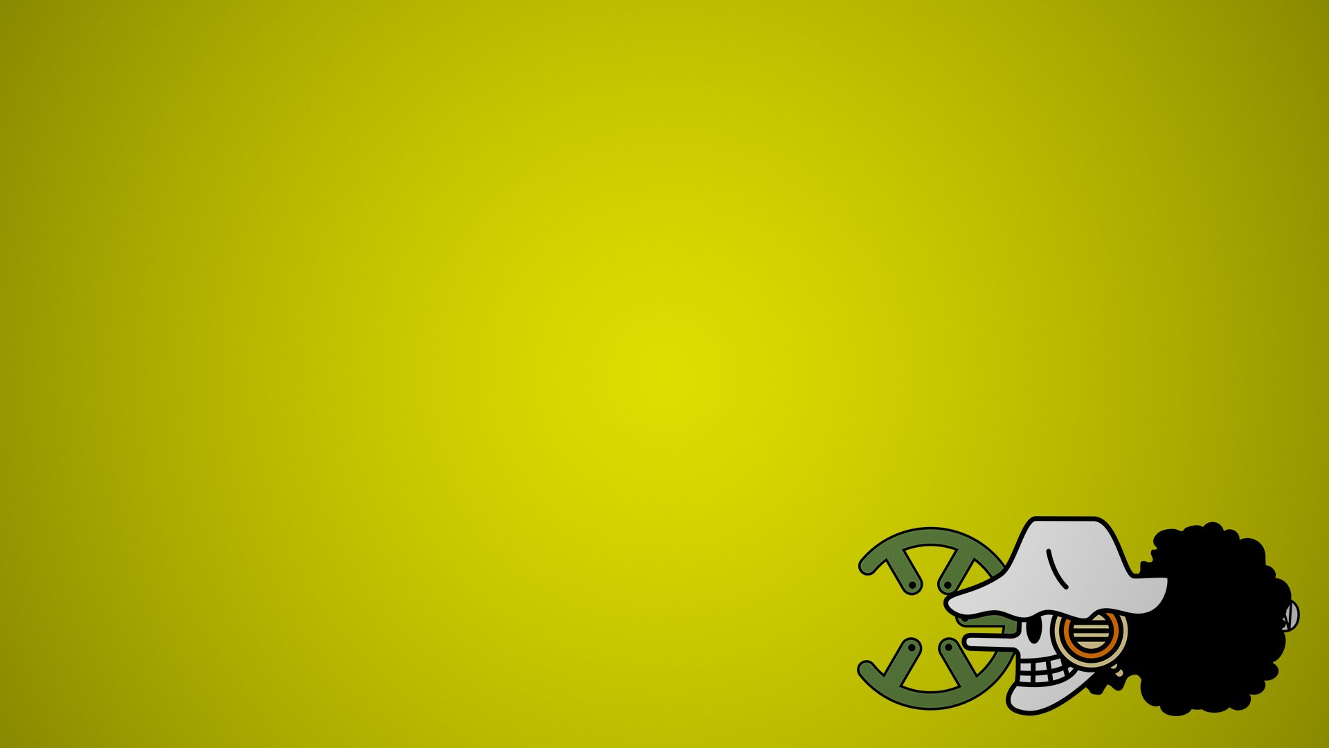 HD anime desktop wallpaper featuring a stylized One Piece character with a yellow background and intricate details in black and white.