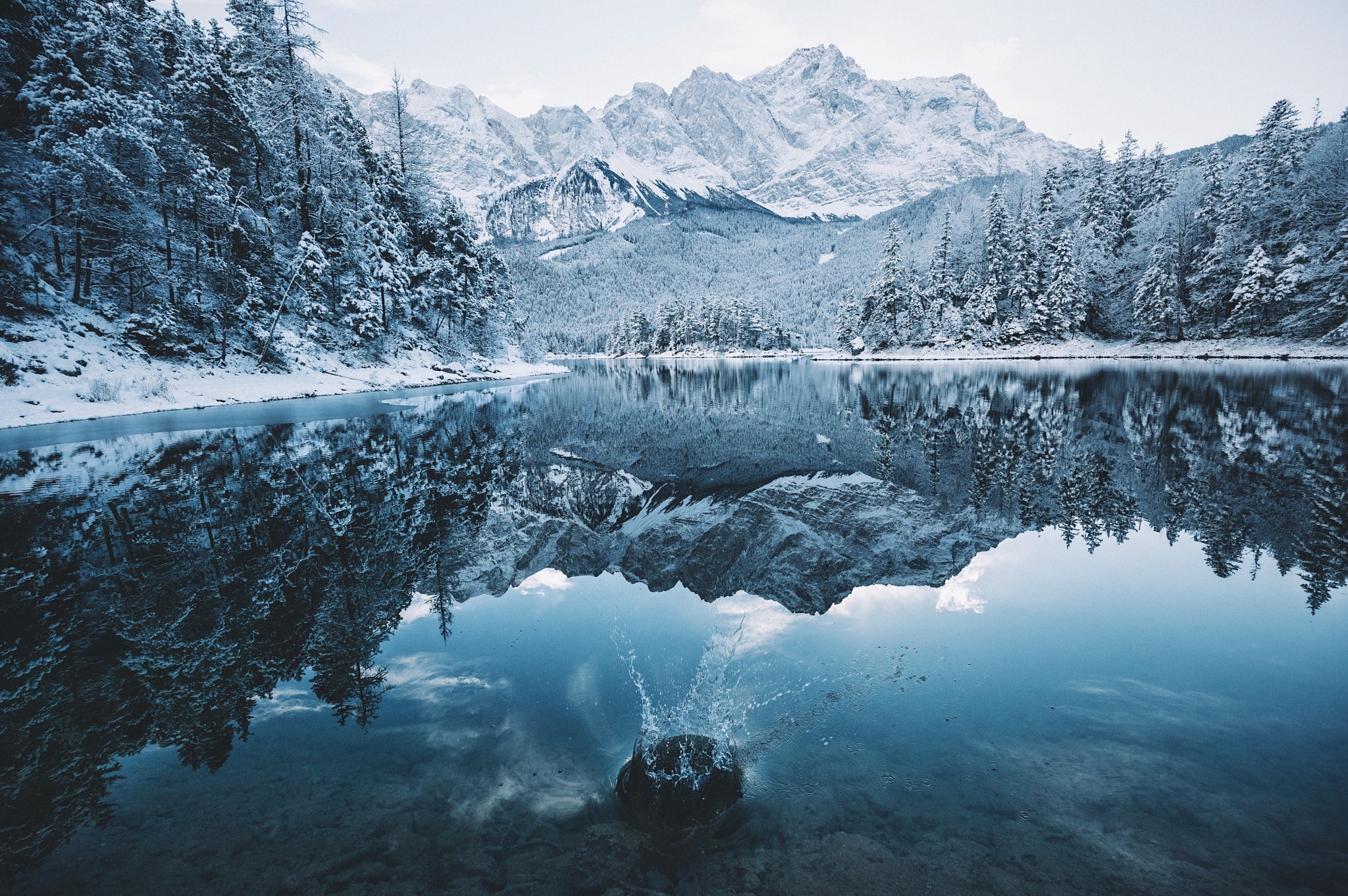 Download Mountain Winter Lake Nature Reflection HD Wallpaper