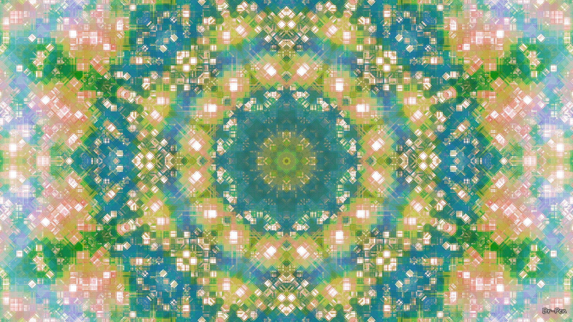 Green Digital Mosaic Mandala by Dr-Pen