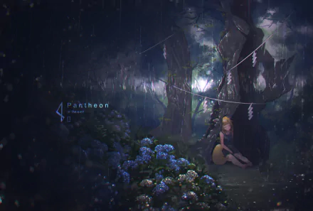 rain forest night dark flower Anime Original dark anime anime night anime forest Rain Anime HD Desktop Wallpaper | Background Image