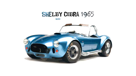 HD desktop wallpaper featuring a vector illustration of a classic blue Shelby Cobra 1965, tagged with Chevrolet, AC Cobra, and vehicle.