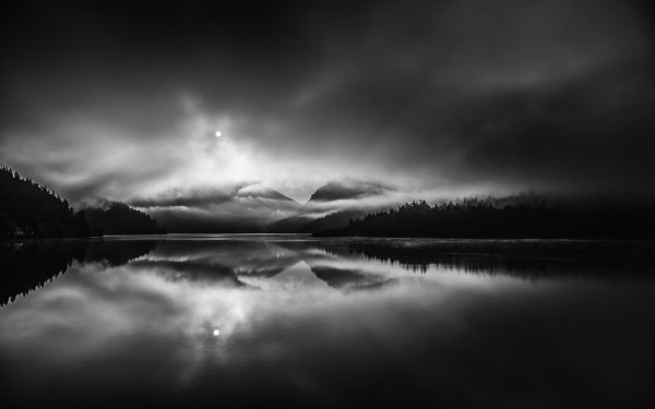 Earth Night Lake Reflection Monochrome Cloud HD Wallpaper | Background Image