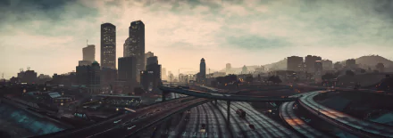 sky skyscraper Los Santos road city video game Grand Theft Auto V HD Desktop Wallpaper | Background Image