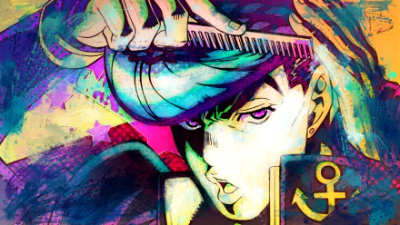 HD anime desktop wallpaper featuring Josuke Higashikata from Jojo's Bizarre Adventure, showcasing vibrant colors and dynamic art style.