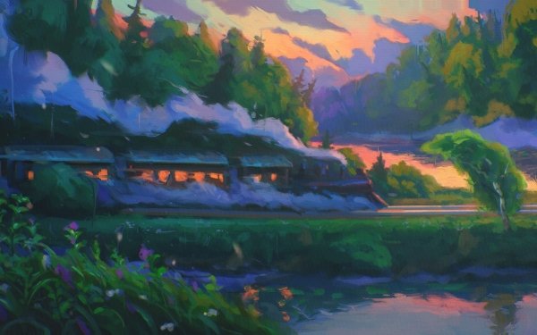 Artistic Train Painting Nature Smoke HD Wallpaper | Background Image