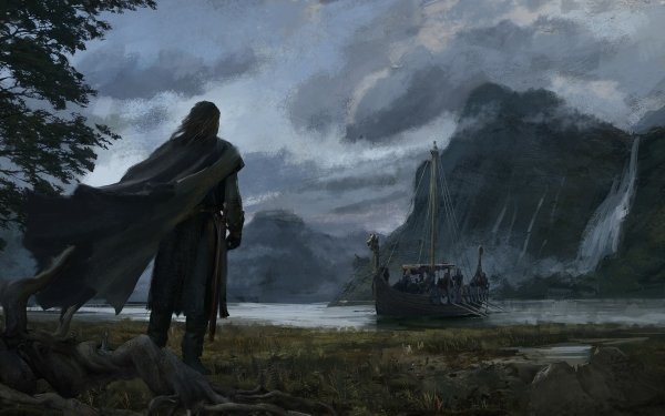Fantasy Viking Drakkar Cape Warrior Boat HD Wallpaper | Background Image