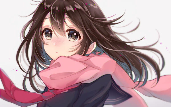 Anime Original School Uniform Scarf Long Hair Black Hair Black Eyes HD Wallpaper | Background Image
