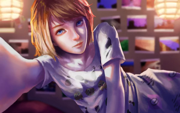 HD PC desktop wallpaper featuring Max Caulfield from the video game Life Is Strange, showcasing her in a close-up, expressive pose with vibrant lighting.