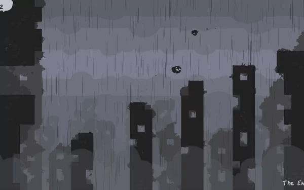 HD wallpaper of a dystopian cityscape in grayscale with The End Is Nigh text, evoking an apocalyptic mood for a desktop background.