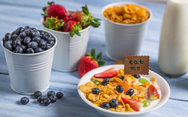 cereal muesli fruit strawberry blueberry food breakfast HD Desktop Wallpaper | Background Image