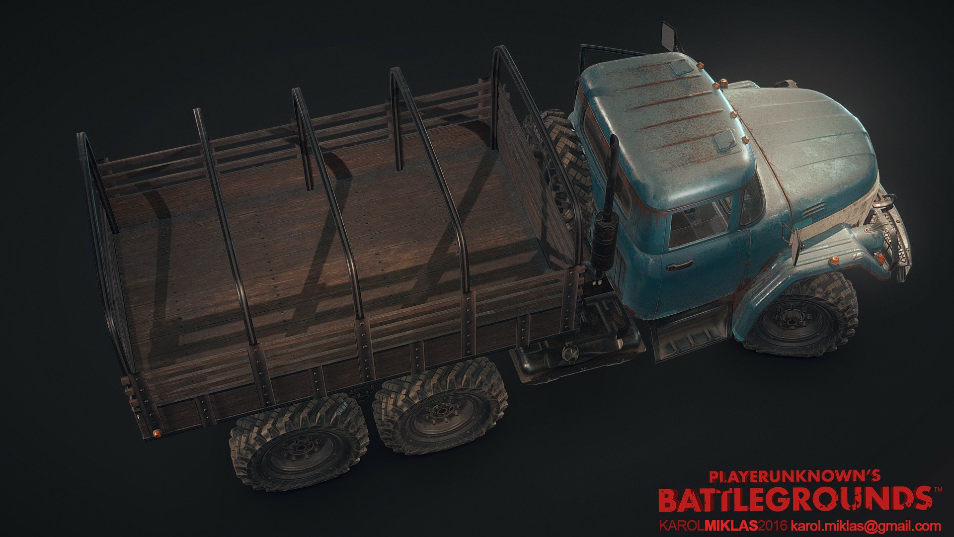 HD PlayerUnknown's Battlegrounds desktop wallpaper featuring a detailed in-game cargo truck against a dark background.