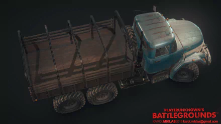 HD PlayerUnknown's Battlegrounds desktop wallpaper featuring a detailed in-game cargo truck against a dark background.