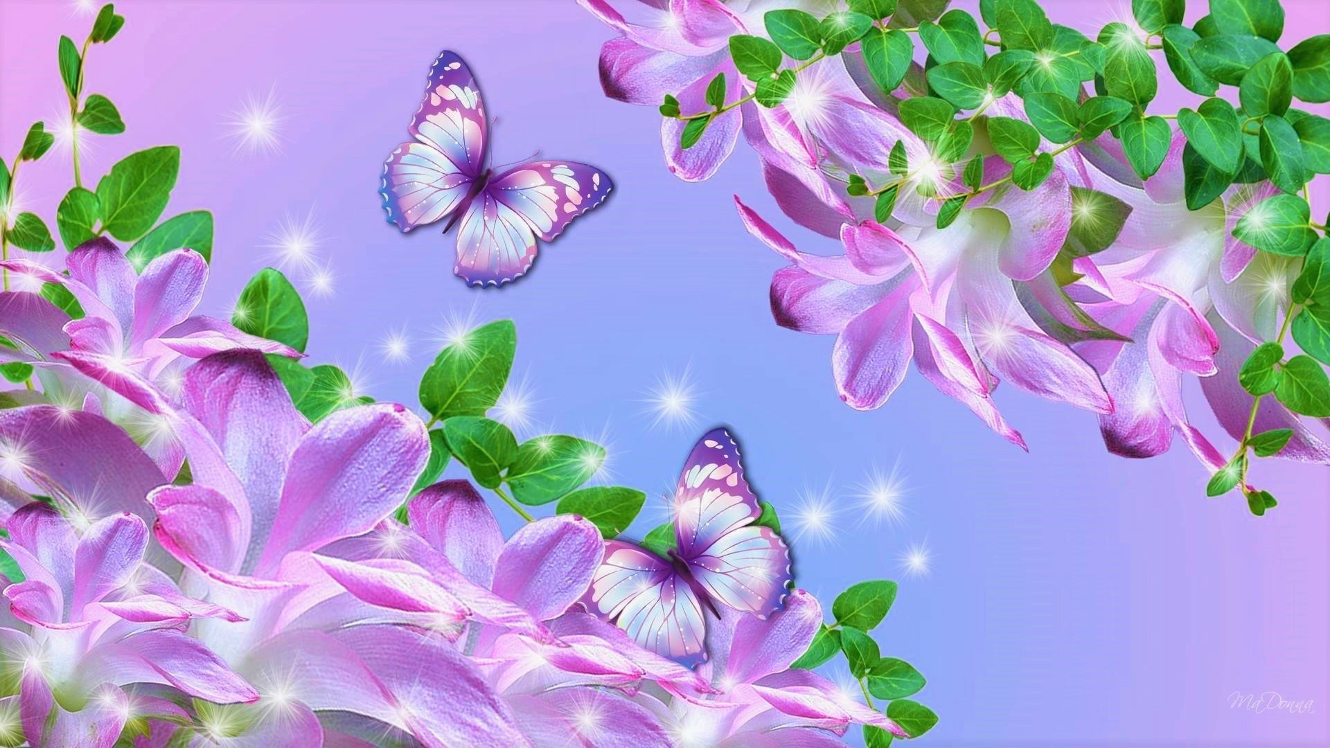 Download Spring Purple Butterfly Artistic Flower HD Wallpaper by MaDonna