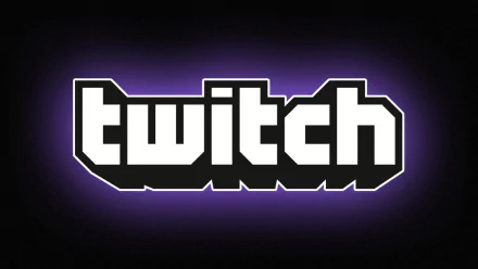 HD desktop wallpaper featuring the Twitch logo with a glowing purple backdrop.