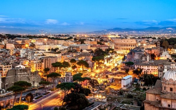 Man Made Rome Cities Italy Cityscape Light Night Building HD Wallpaper | Background Image