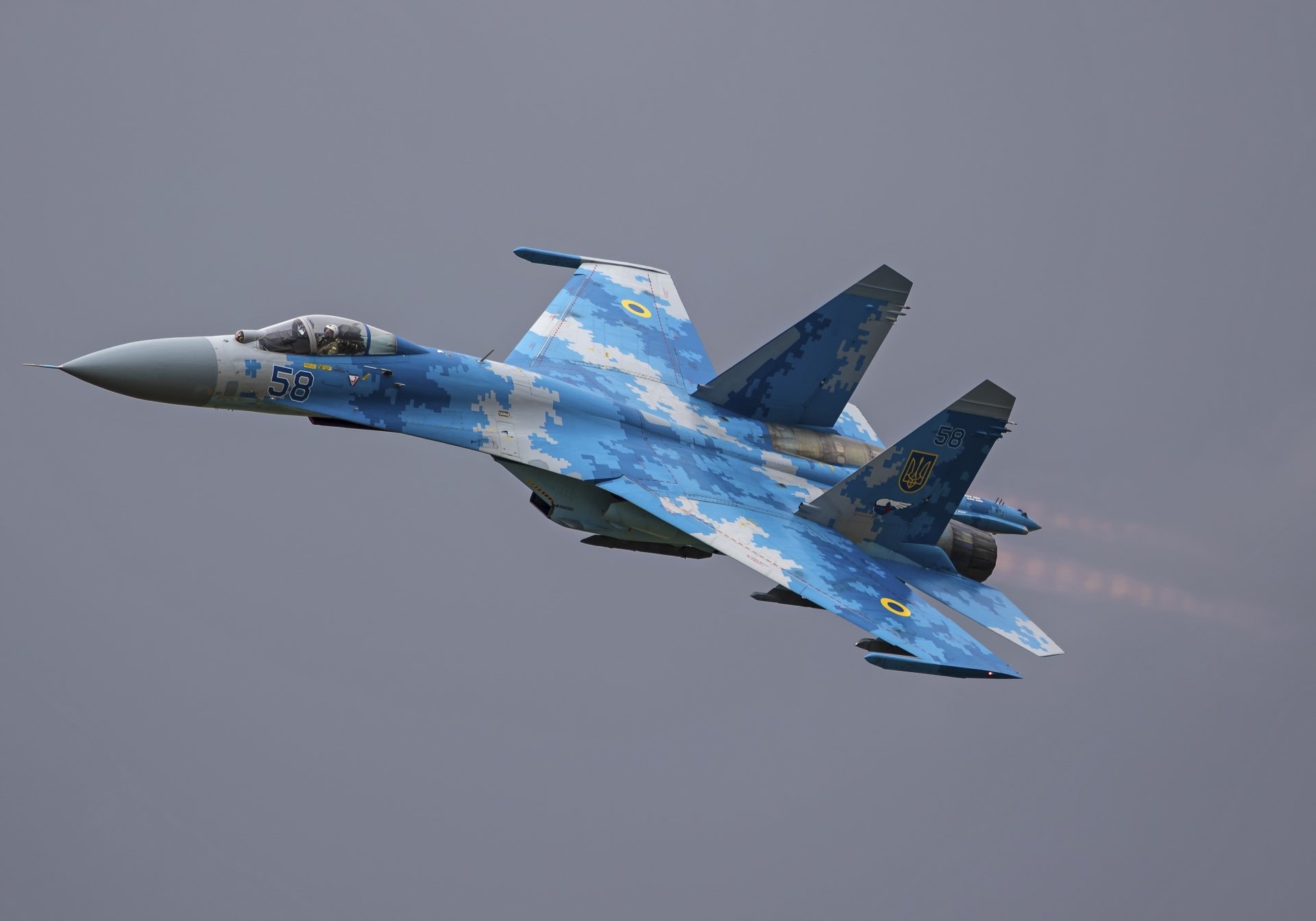 Download Ukrainian Air Force Warplane Aircraft Jet Fighter Military Sukhoi Su-27 4k Ultra HD Wallpaper