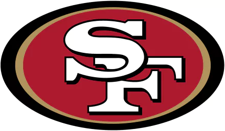 HD PC desktop wallpaper featuring the San Francisco 49ers logo with the team's red, white, and gold colors prominently displayed.