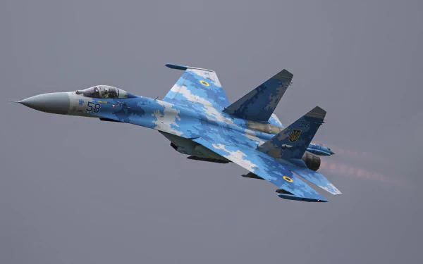  Blue Camouflage Sukhoi Su-27, Soviet-origin twin-engine Supermaneuverable Fighter Aircraft