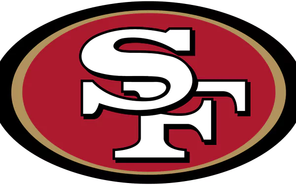 HD PC desktop wallpaper featuring the San Francisco 49ers logo with the team's red, white, and gold colors prominently displayed.
