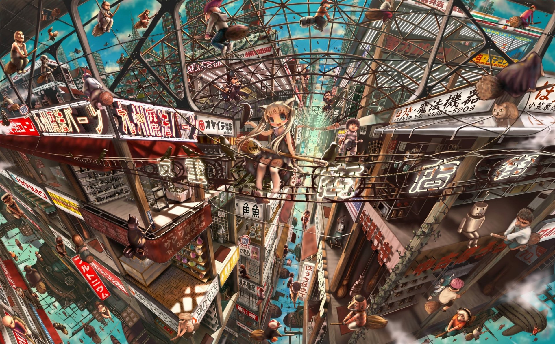 Download Flying People Anime Original HD Wallpaper by John Hathway
