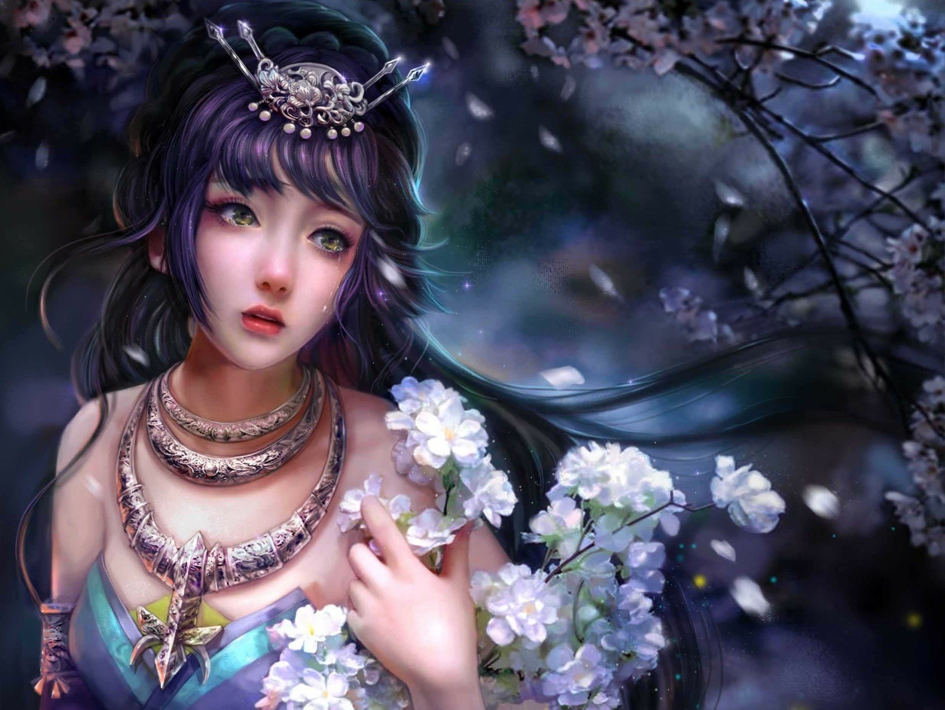 Download Drawing Fantasy Woman Artistic HD Wallpaper by Cao Yuwen