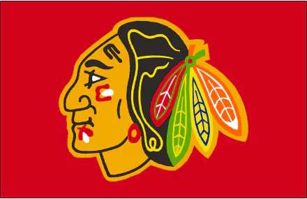 HD PC desktop wallpaper featuring the Chicago Blackhawks logo on a red background, representing the sports team’s iconic branding.