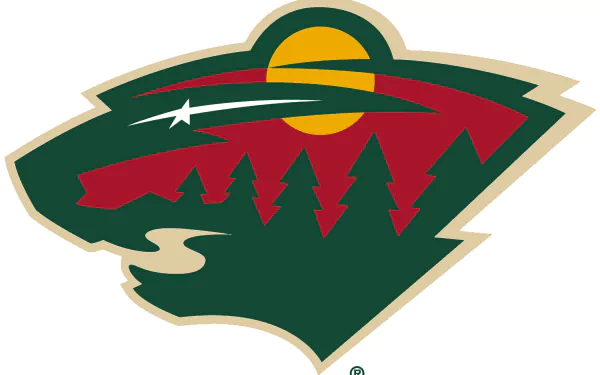 HD PC desktop wallpaper featuring the Minnesota Wild logo with a green, red, and gold color scheme, representing the sports team and nature elements.