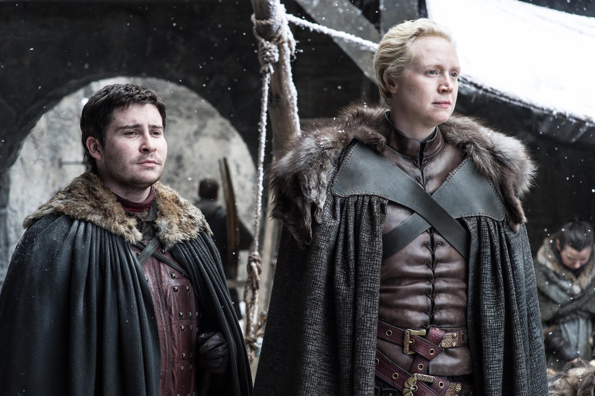 Download Daniel Portman Podrick Payne Gwendoline Christie Brienne Of Tarth TV Show Game Of Thrones 4k Ultra HD Wallpaper