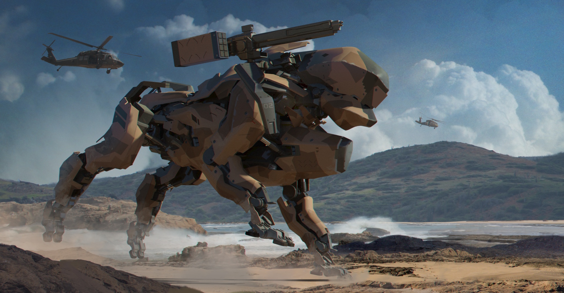 Download Military Weapon Helicopter Sci Fi Robot Wallpaper by TimoKujansuu