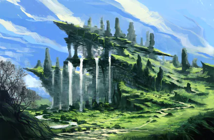 waterfall fantasy landscape fantasy landscape HD Desktop Wallpaper | Background Image