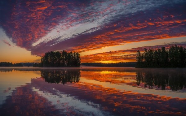 Earth Reflection Nature Lake Sky Cloud Tree Sunset HD Wallpaper | Background Image