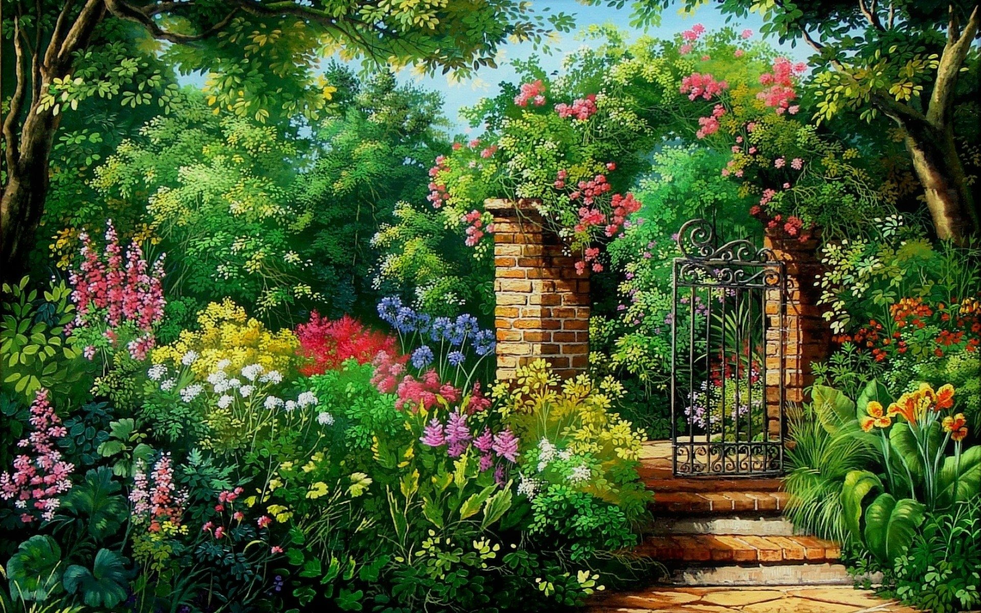 Flower Garden Gate Paintings
