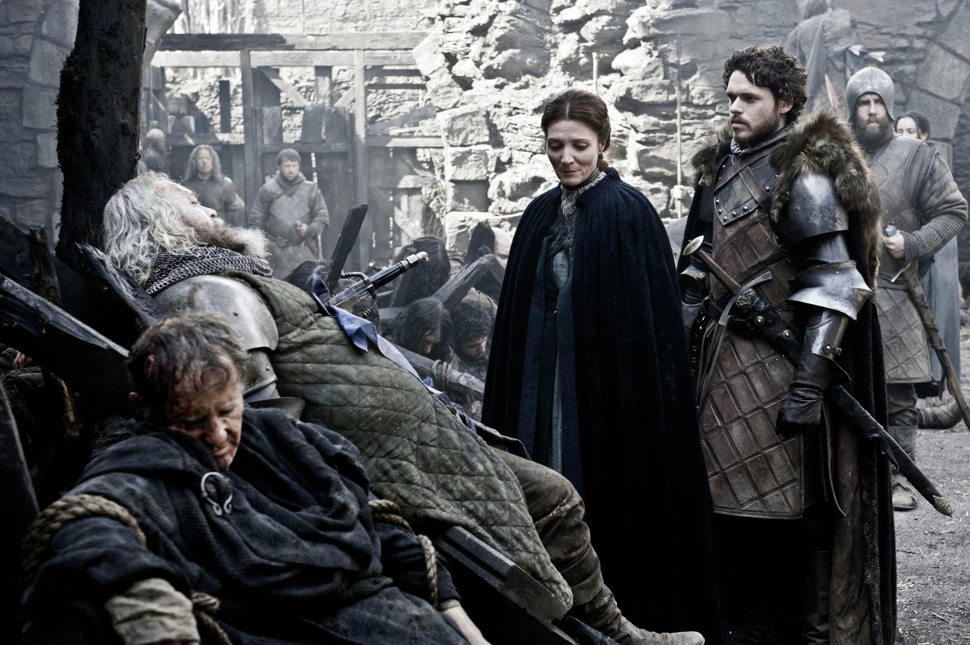 Download Anton Lesser Qyburn (Game Of Thrones) Richard Madden Michelle Fairley Catelyn Stark Robb Stark TV Show Game Of Thrones HD Wallpaper