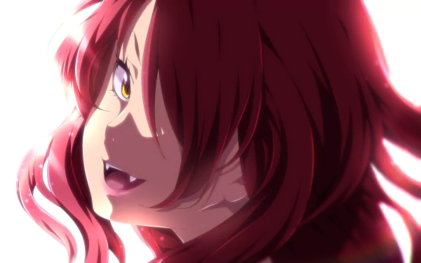 HD desktop wallpaper featuring Rindō Kobayashi from the anime Food Wars: Shokugeki no Soma, showcasing her vibrant red hair and characteristic smile.