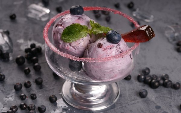 Food Ice Cream Sweets Berry Blueberry Fruit Still Life Dessert HD Wallpaper | Background Image