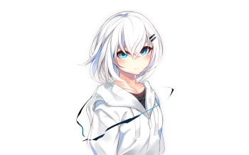 Hd Wallpaper Anime Original Hoodie Long Hair Ponytail Red Eyes White Hair Wallpaper Flare