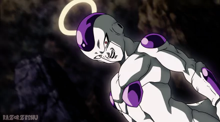 HD wallpaper of Frieza from Dragon Ball Super, depicted in an intense pose with a dark background.