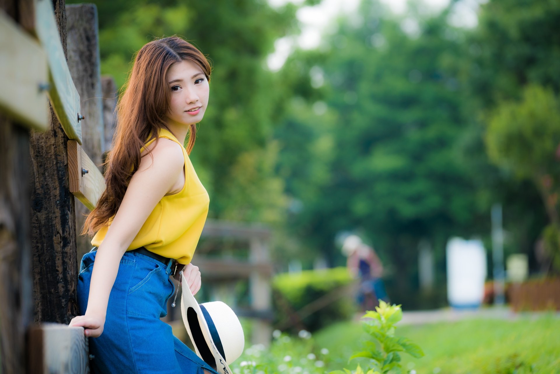 Download Depth Of Field Hat Brown Eyes Brunette Model Woman Asian 8k ...