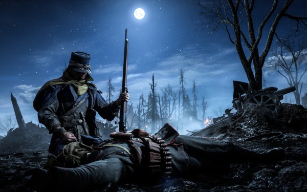 Video Game Battlefield 1 Battlefield Night Moon Soldier Warzone HD Wallpaper | Background Image