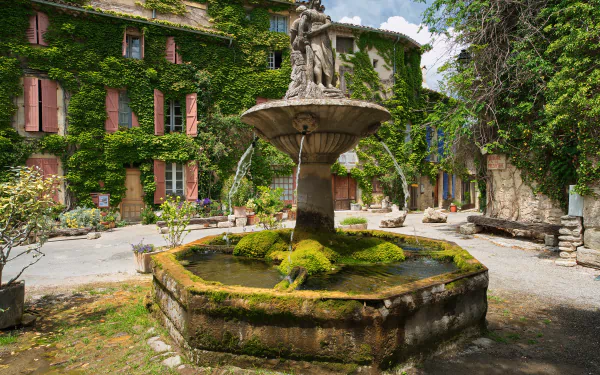 statue moss man made fountain HD Desktop Wallpaper | Background Image