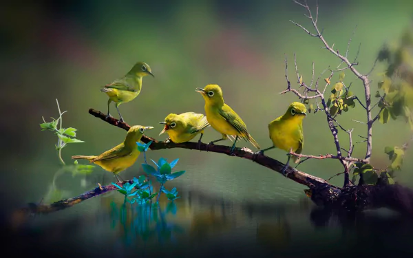 branch Animal White-eye HD Desktop Wallpaper | Background Image