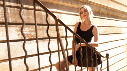 black dress blonde woman model HD Desktop Wallpaper | Background Image