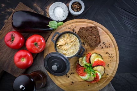 eggplant tomato food still life HD Desktop Wallpaper | Background Image