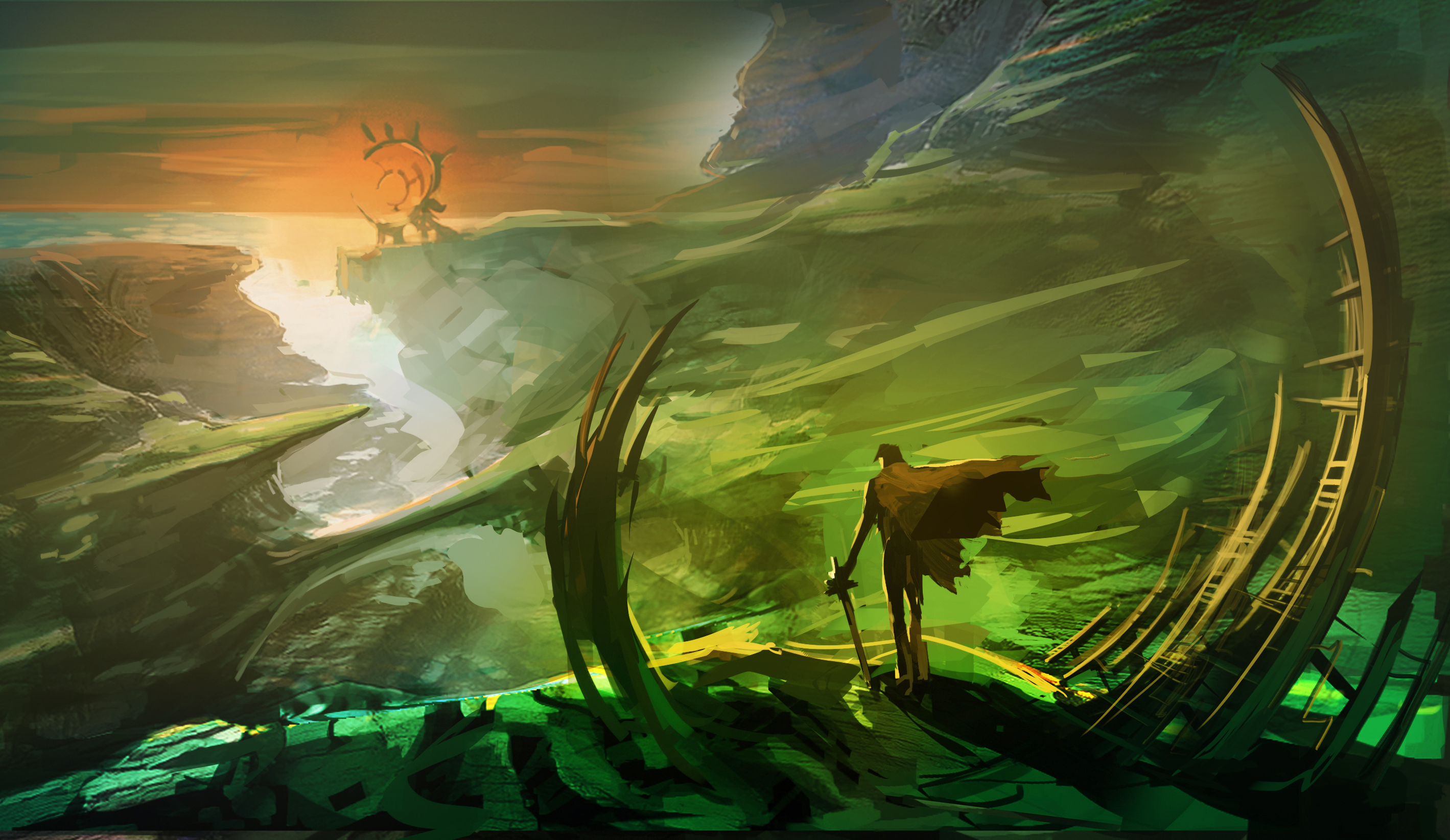 Epic Fantasy Warrior Landscape HD Wallpaper By Hungerartist