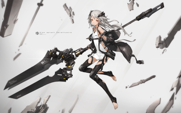 Anime Original White Hair Long Hair Weapon Jacket HD Wallpaper | Background Image