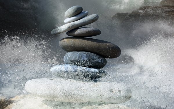 Religious Zen Stone Rock Water Splash HD Wallpaper | Background Image