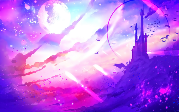 Anime Original Castle Bird Building Fantasy HD Wallpaper | Background Image