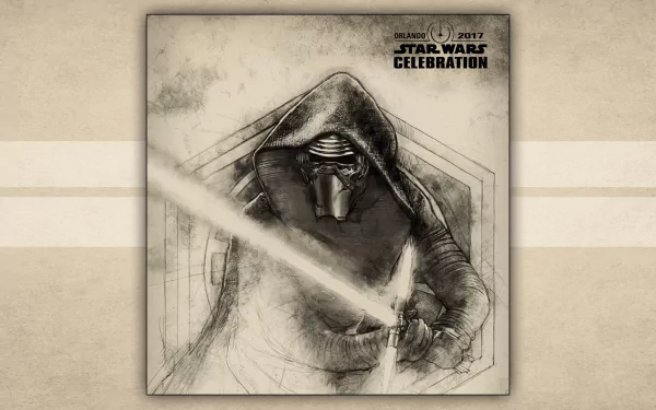 HD PC desktop wallpaper featuring Kylo Ren from the Star Wars movie, showcased at the 2017 Star Wars Celebration event.