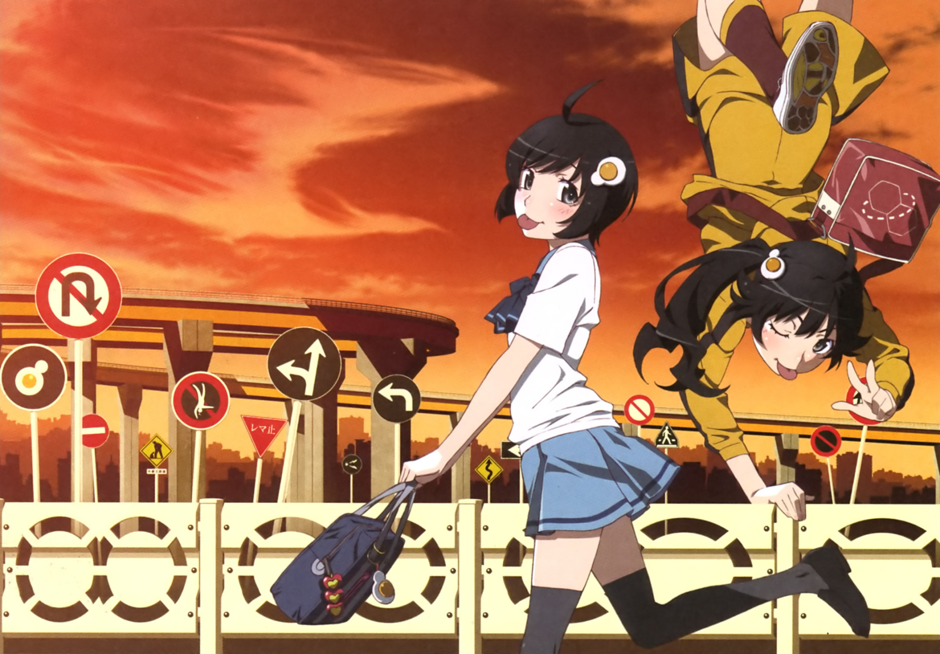 Download Karen Araragi Tsukihi Araragi Anime Monogatari (Series) HD Wallpaper